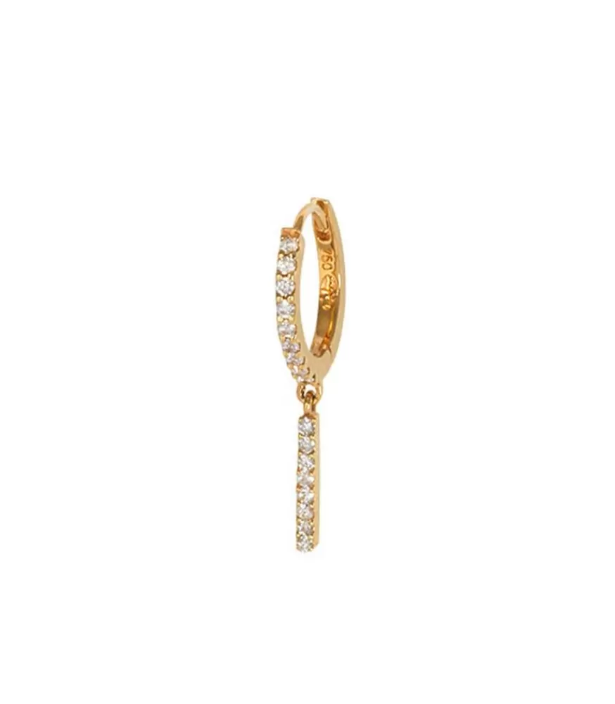 Femme And... Paris Mini Creole Semi Pavee Or Jaune Et Barette Diamants