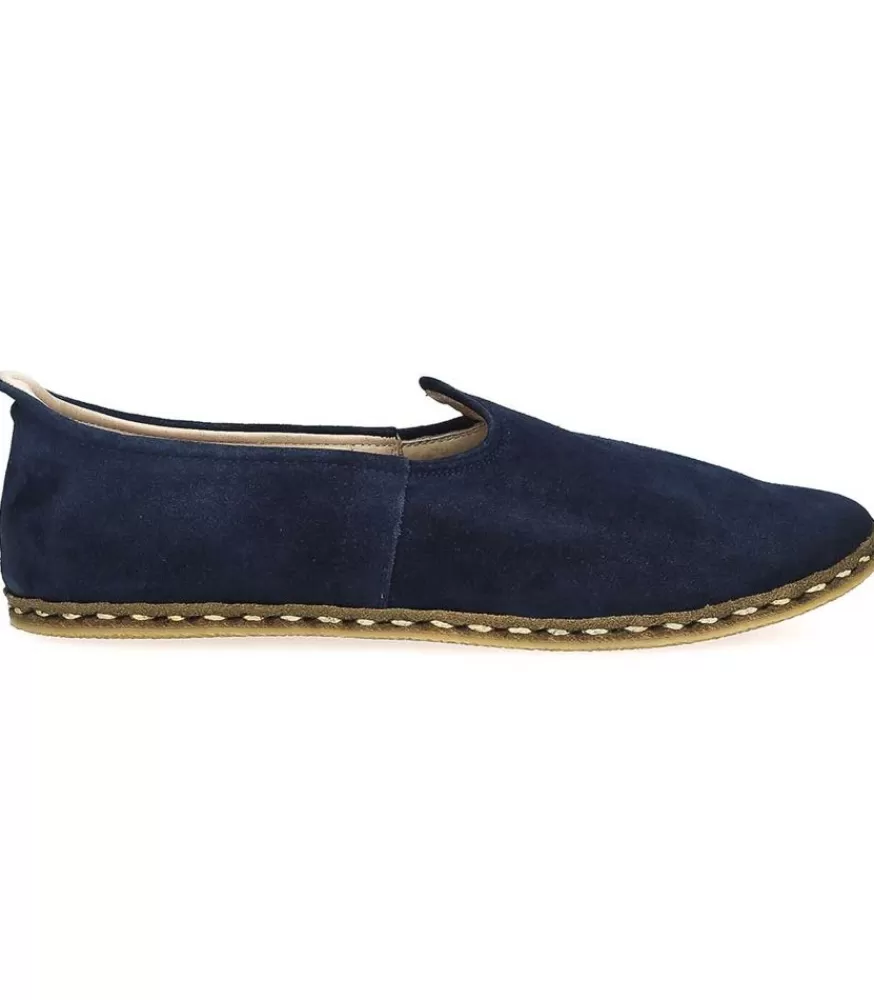 Homme Saanas Mocassins Classique Homme Cuir Suede Bleu Marine