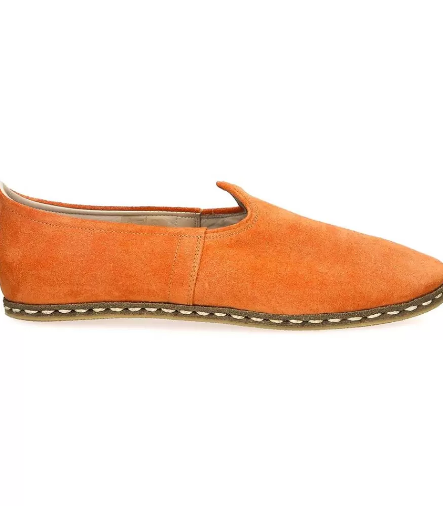 Homme Saanas Mocassins Classique Homme Cuir Suede Mandarine