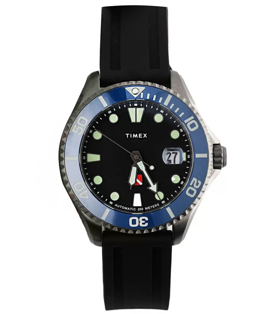 Homme Timex Montre Automatique Tiburon En Titane Cadran Noir Et Bracelet Noir