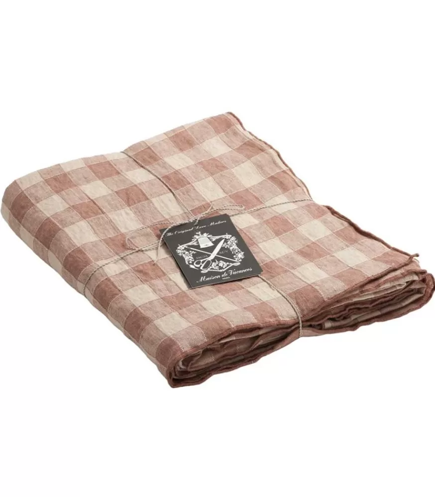 Maison de Vacances Nappe Bourdon Toile Vintage Vichy 170 X 300 Cm