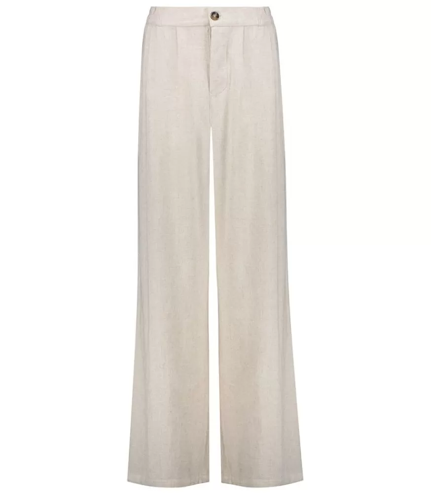 Femme La Treille Maison Ensoleillée Pantalon Alba Lin Beige