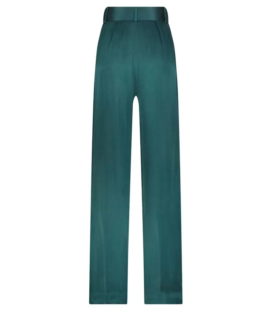 Femme Zimmermann Pantalon Ample Tuck En Satin De Soie Jade