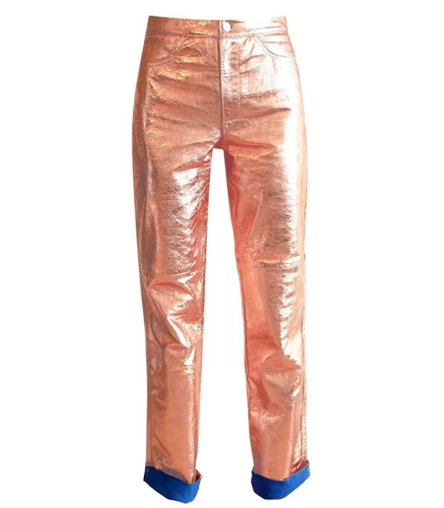 Femme Victoria Leivissa Pantalon En Cuir Rose Gold