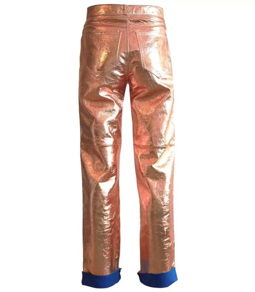 Femme Victoria Leivissa Pantalon En Cuir Rose Gold