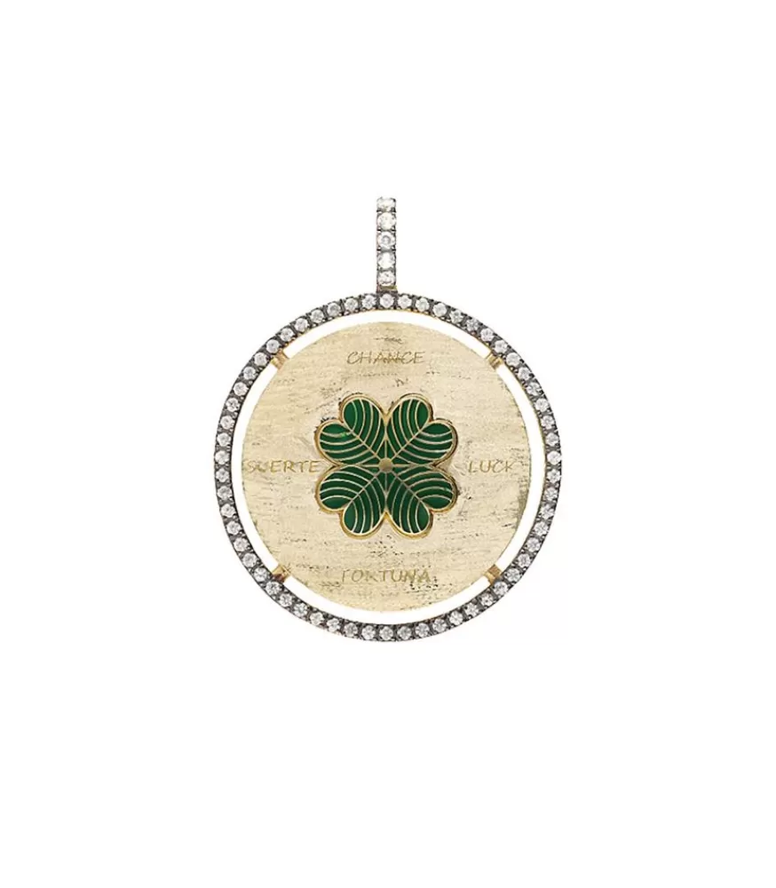 Femme Feidt Paris Pendentif Lucky Or Jaune Saphirs Blancs