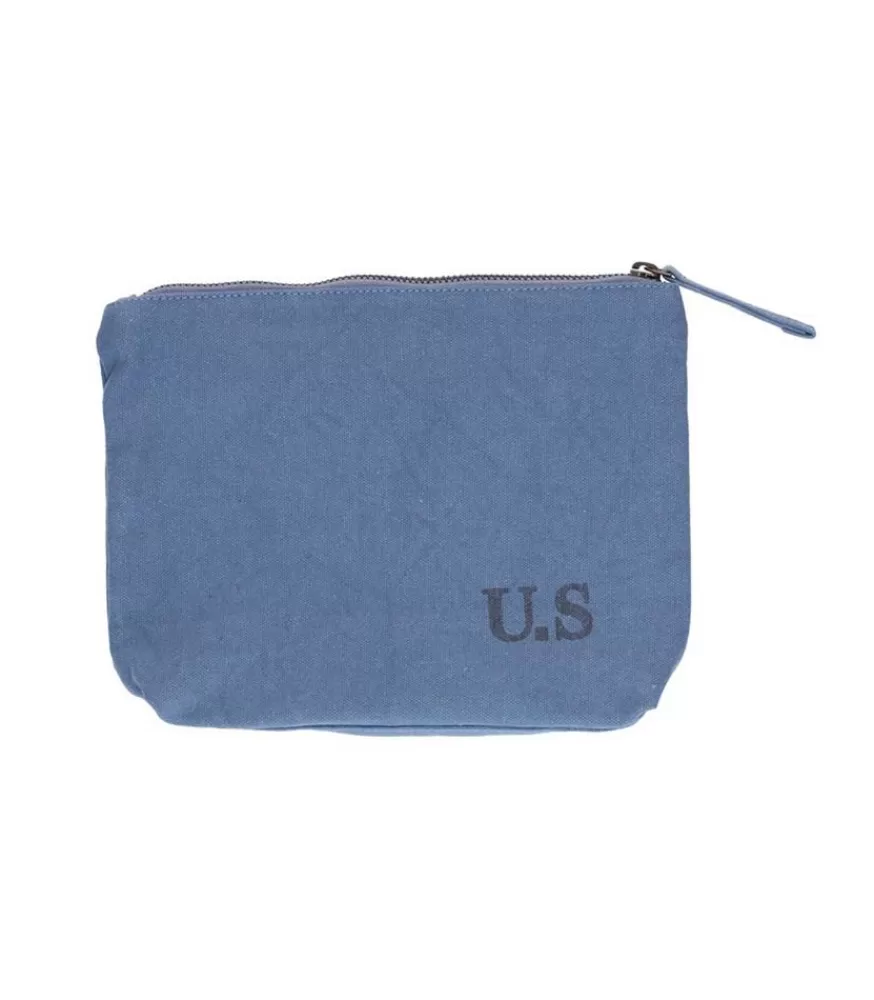 Femme Sac U.S Pochette Zippee Toile Bleu X Jane De Boy