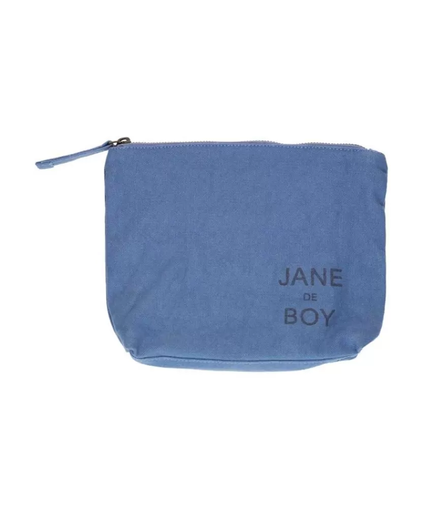 Femme Sac U.S Pochette Zippee Toile Bleu X Jane De Boy