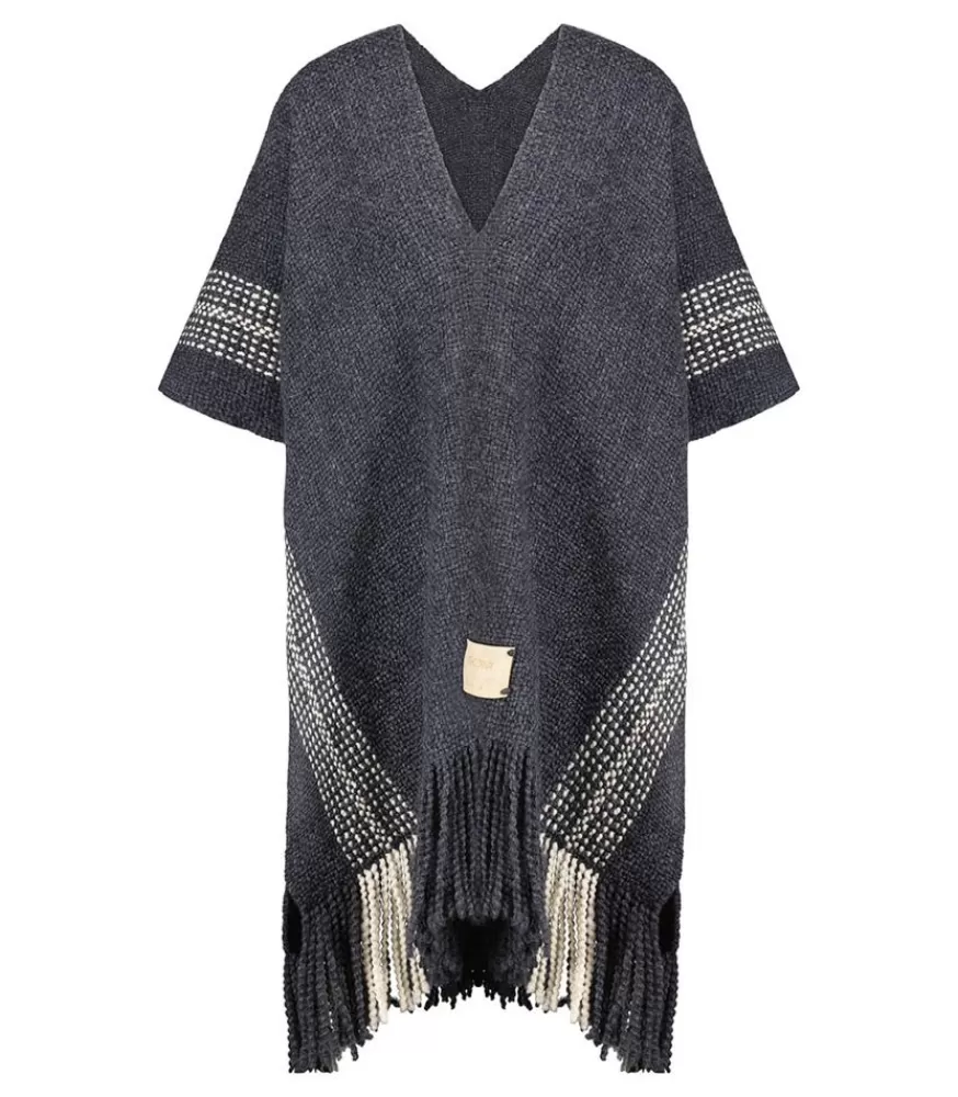 Femme Mexicana Poncho Bicolore Long