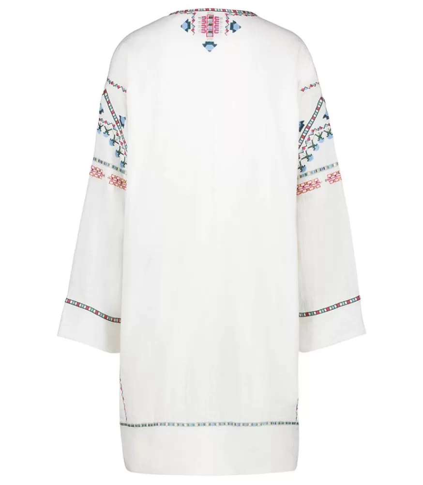 Femme Isabel Marant Robe Chemsi Brodee En Coton Ecru