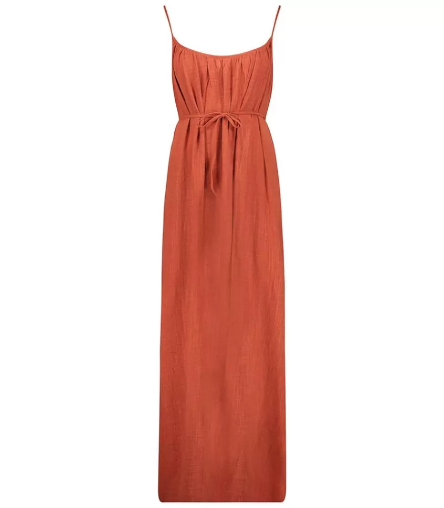 Femme Maison Saint Julien Robe Plissee Palm Beach Terracotta