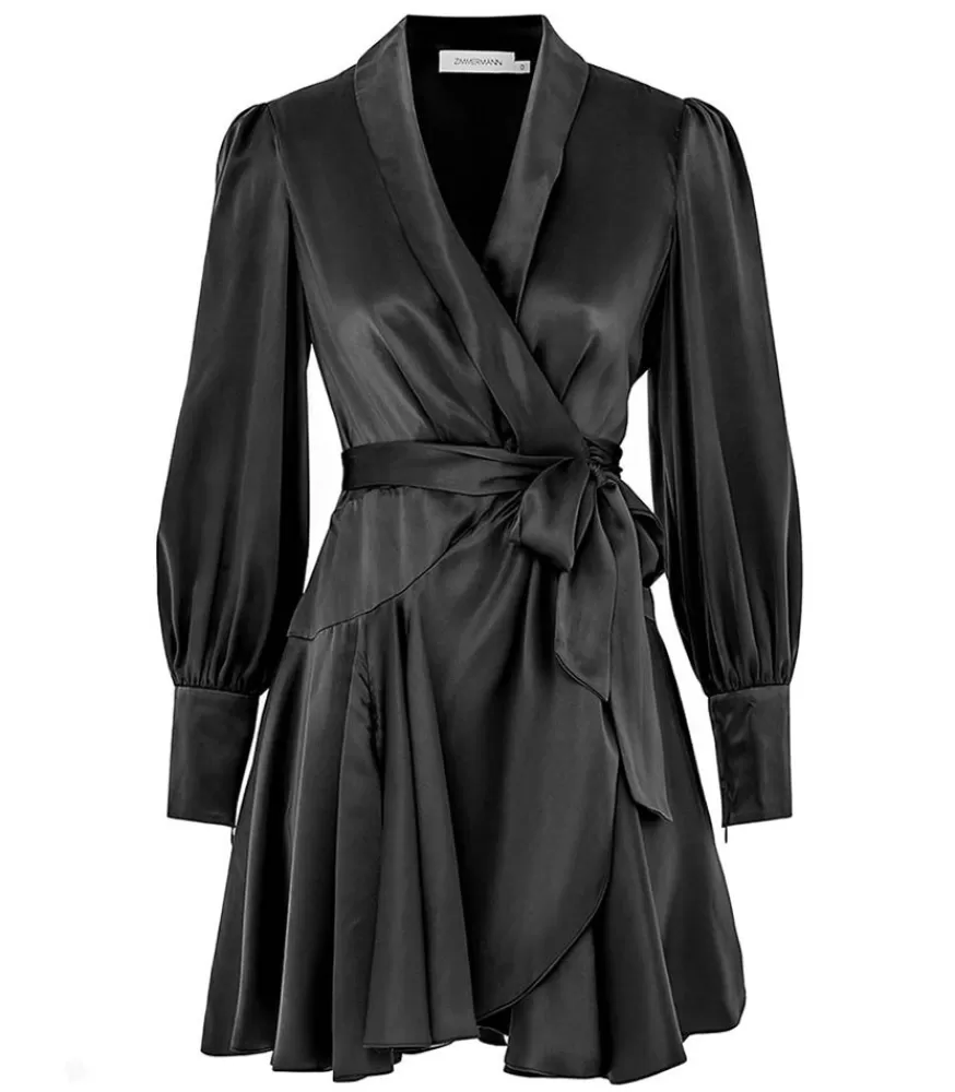 Femme Zimmermann Robe Portefeuille En Soie Black