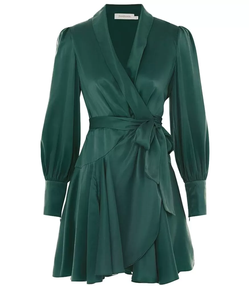 Femme Zimmermann Robe Portefeuille En Soie Jade