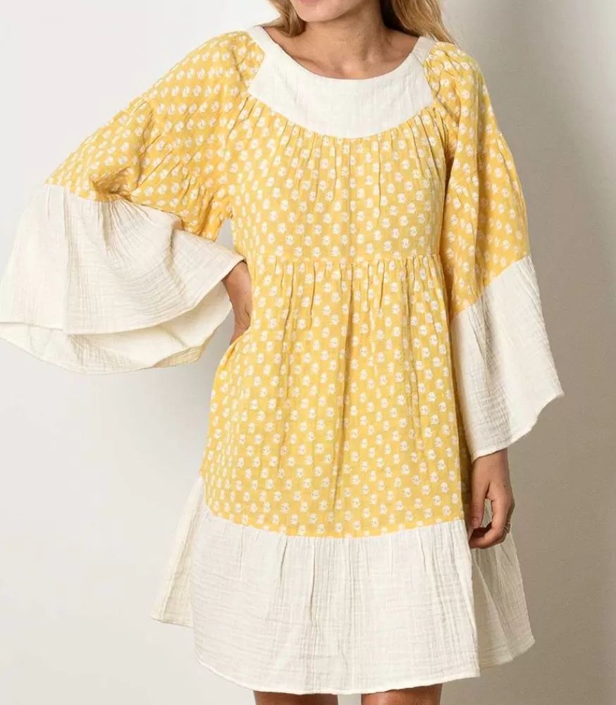 Femme Anaak Robe Talitha Mini Blockprint Colorblock