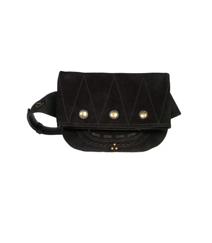 Femme Jérôme Dreyfuss Sac Banane Jerry Cuir Velours Noir