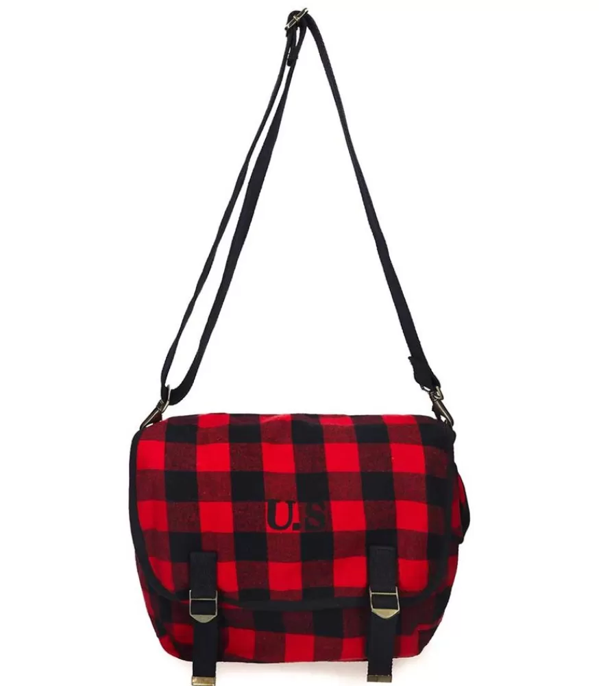 Femme Sac U.S . Grand Toile Ecossais Rouge