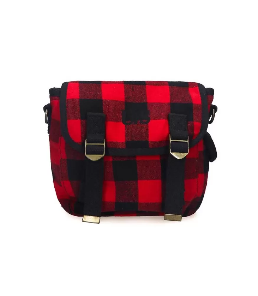 Femme Sac U.S . Petit Toile Ecossais Rouge