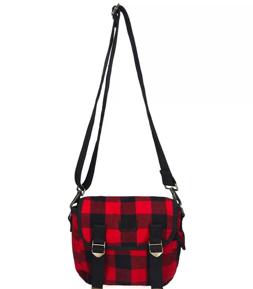 Femme Sac U.S . Petit Toile Ecossais Rouge