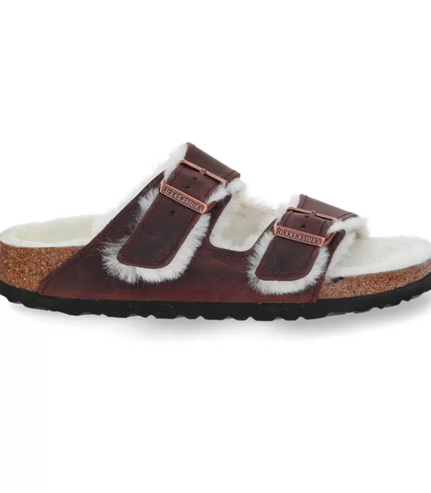 Femme Birkenstock Sandales Arizona Shearling Habana Etroite