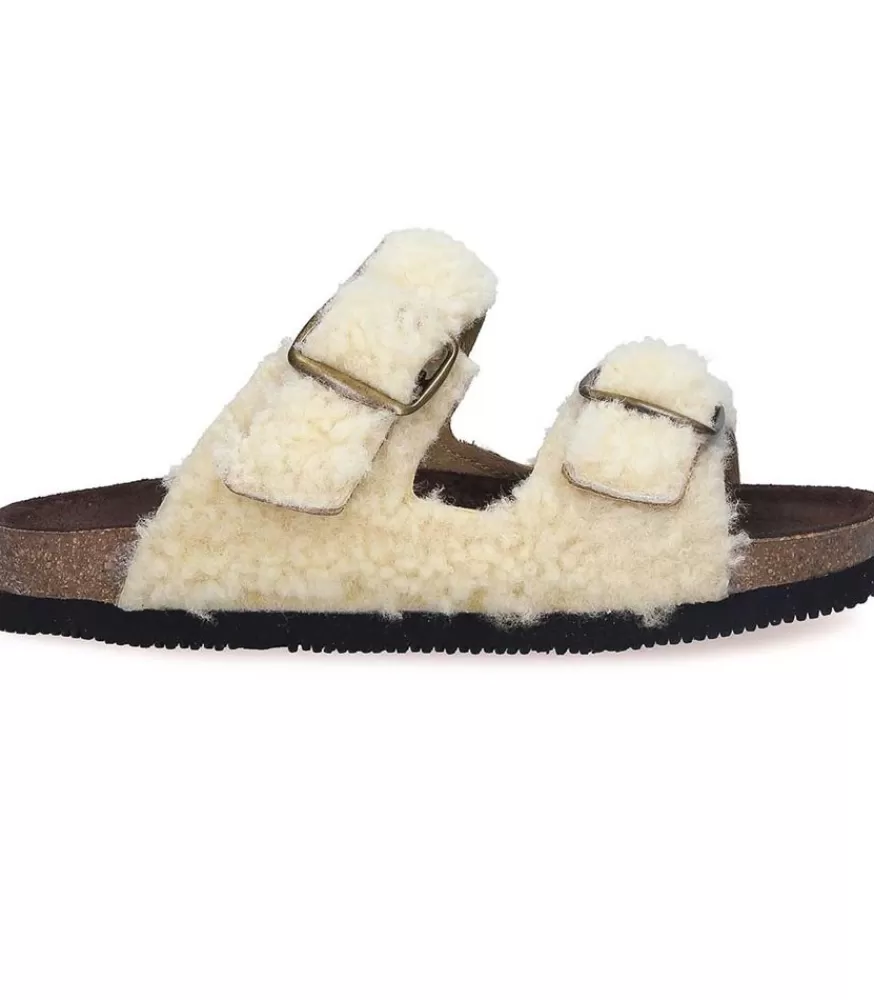 Femme Bosabo Sandales Shearling Beige/Marron