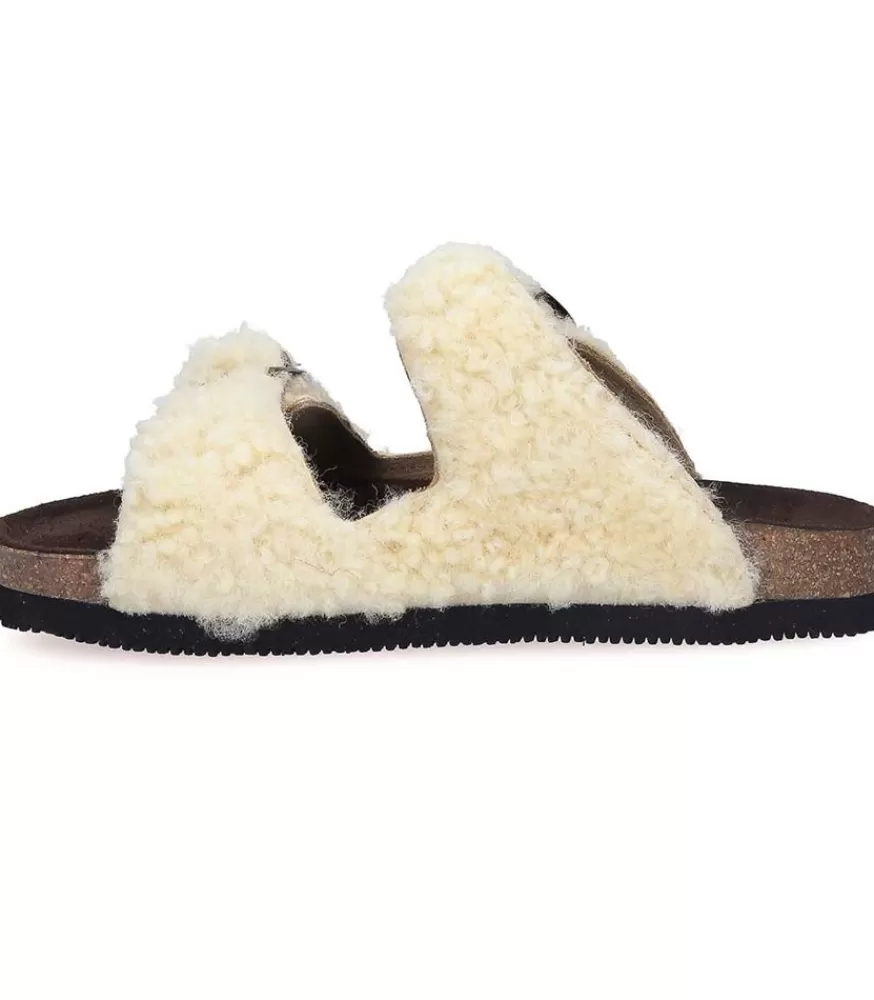 Femme Bosabo Sandales Shearling Beige/Marron