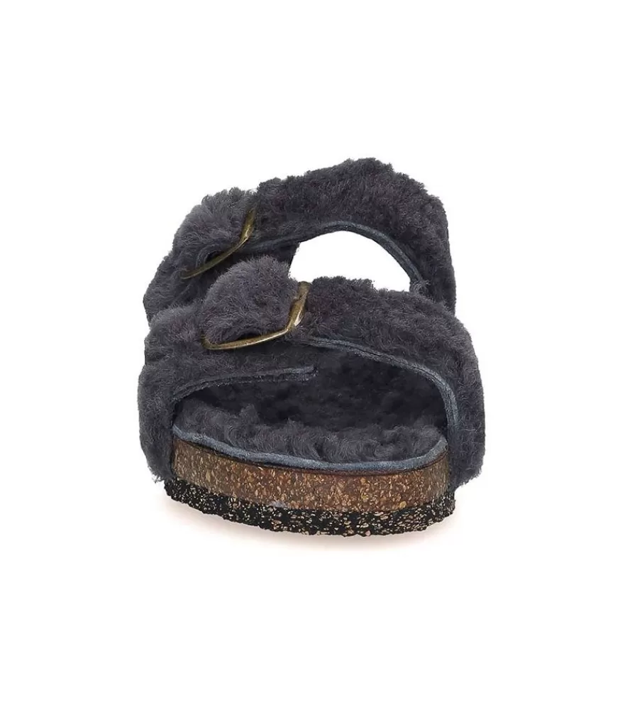 Femme Bosabo Sandales Shearling Gris/Gris