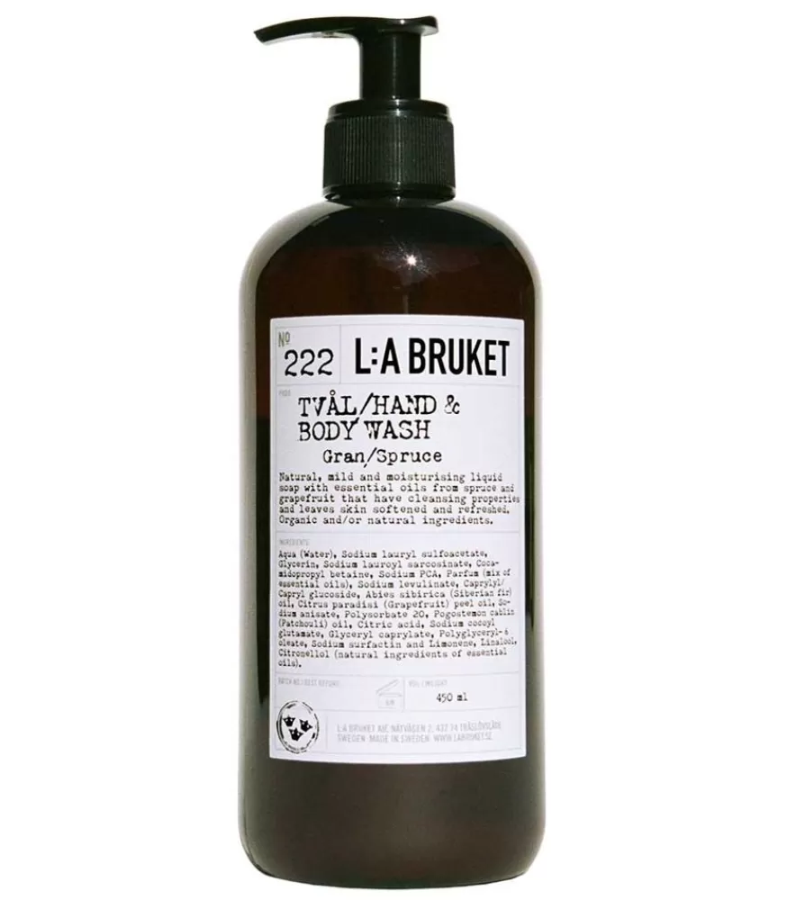 L:a Bruket Savon Liquide Mains Et Corps N°222 Epicea 450 Ml