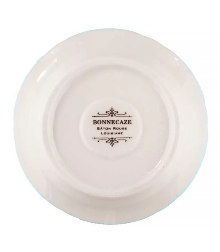 Bonnecaze Soucoupe 1F75 En Porcelaine Bleu Clair / Or