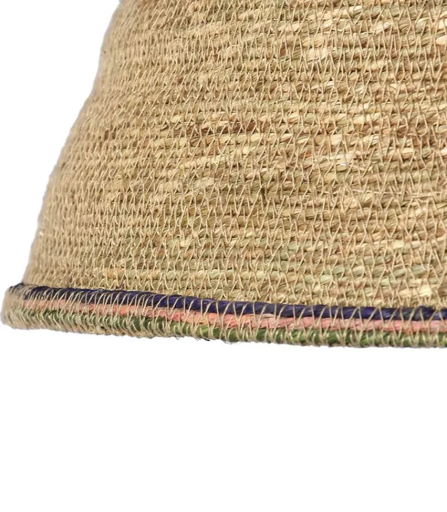 Manufactori Suspension En Jute Beige Boheme Lisere Bleu, Rose Et Vert