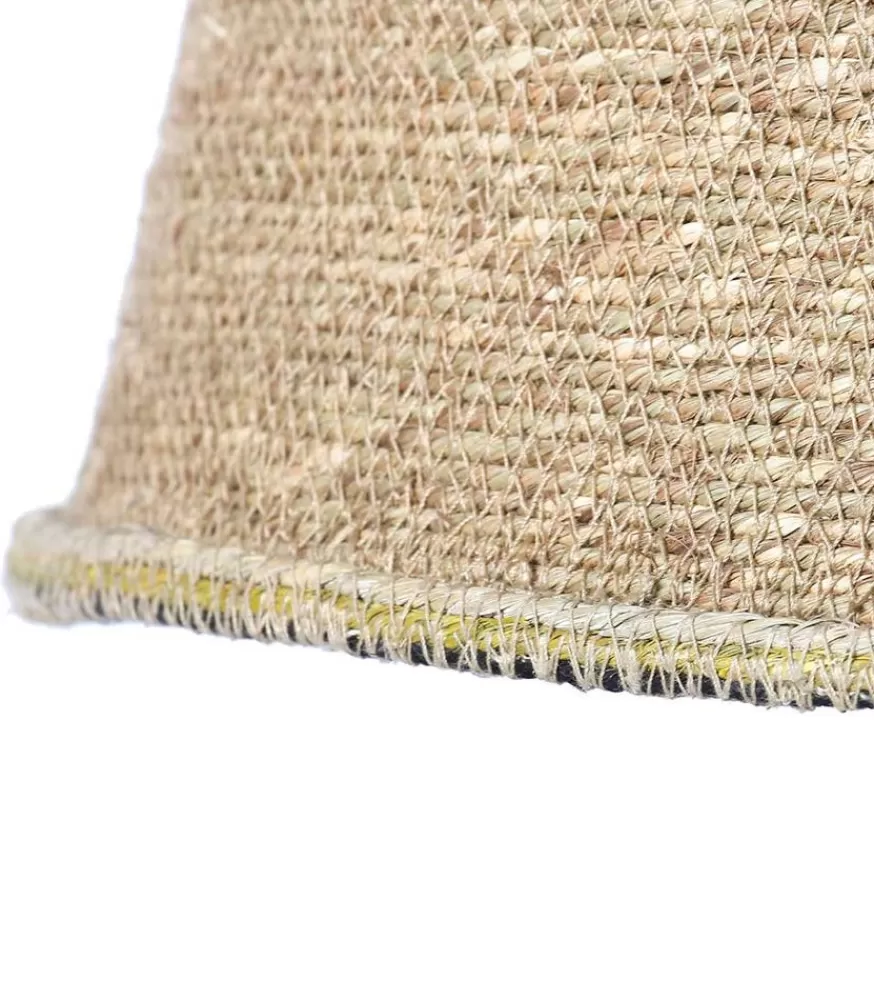 Manufactori Suspension En Jute Beige Boheme Lisere Noir, Jaune Et Kaki