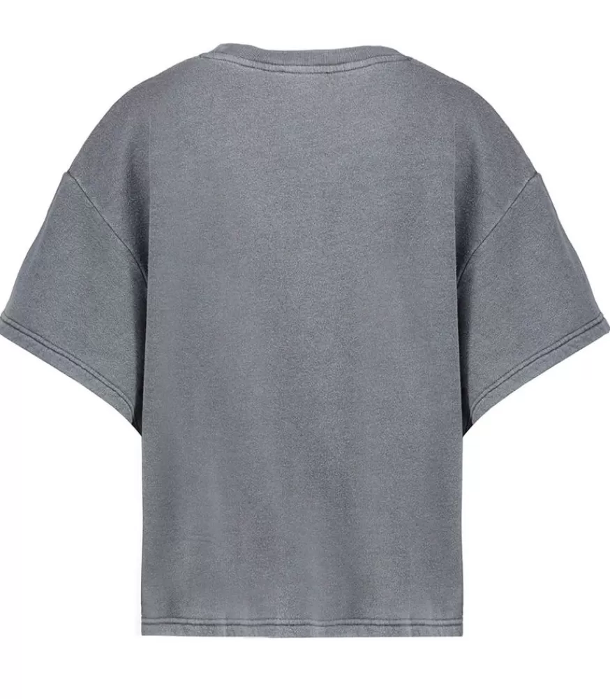 Femme American Vintage Sweat-Shirt Crop "Boy Jane De" Brode Carbone Vintage
