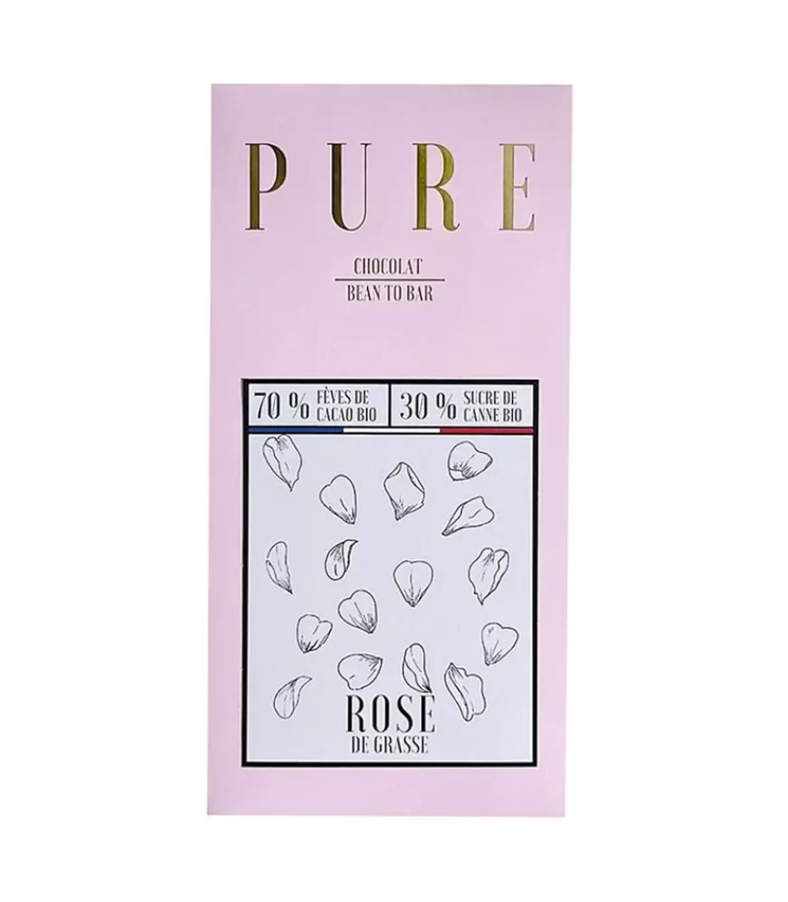 PURE Tablette De Chocolat Bio A La Rose De Grasse