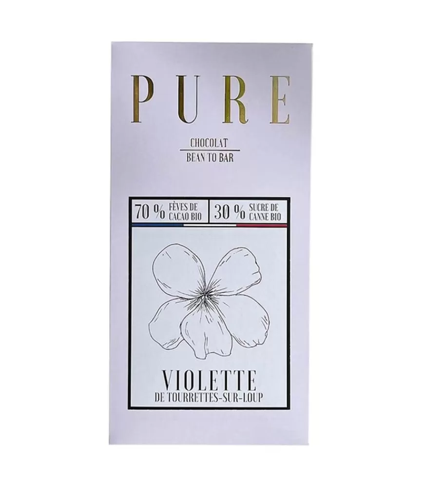 PURE Tablette De Chocolat Bio A La Violette De Tourrettes-Sur-Loup