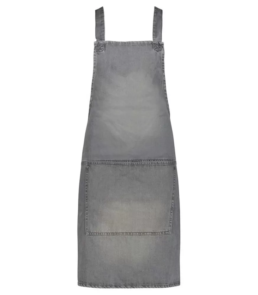 Dutchdeluxes Tablier A Bretelles Coton Denim Gris