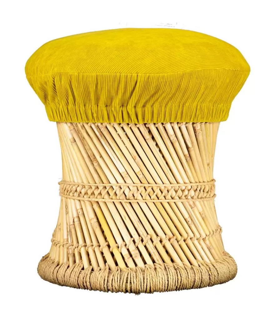 Manufactori Tabouret Cordou Velours Cotele Jaune