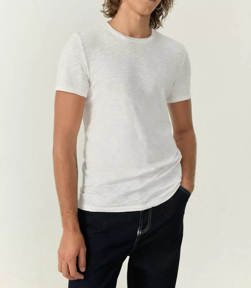 Homme American Vintage Tee-Shirt A Manches Courtes Et Col Rond Homme Bysapick Blanc