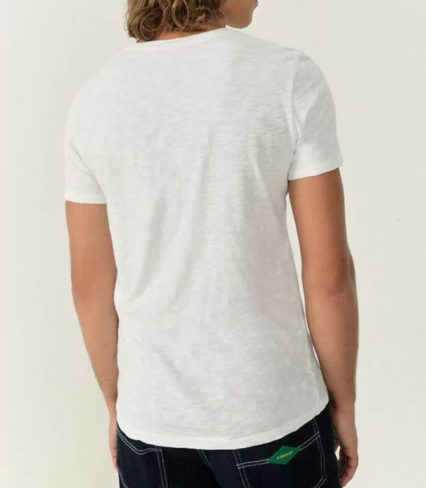 Homme American Vintage Tee-Shirt A Manches Courtes Et Col Rond Homme Bysapick Blanc