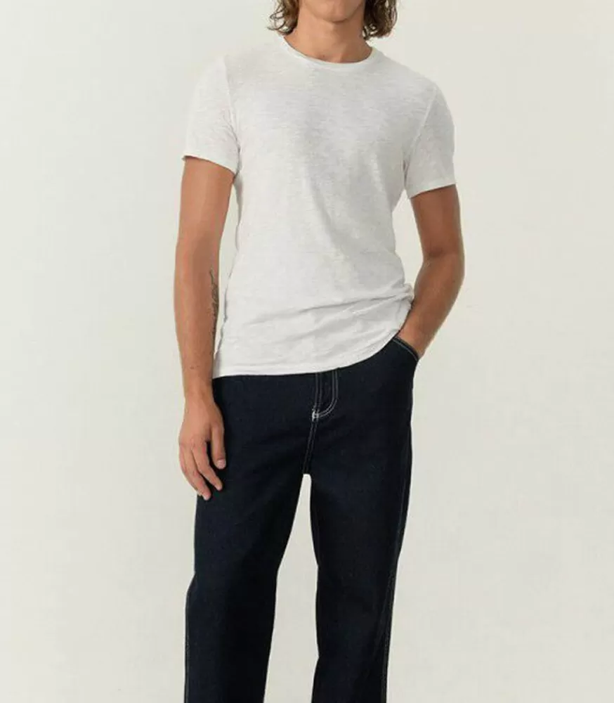 Homme American Vintage Tee-Shirt A Manches Courtes Et Col Rond Homme Bysapick Blanc