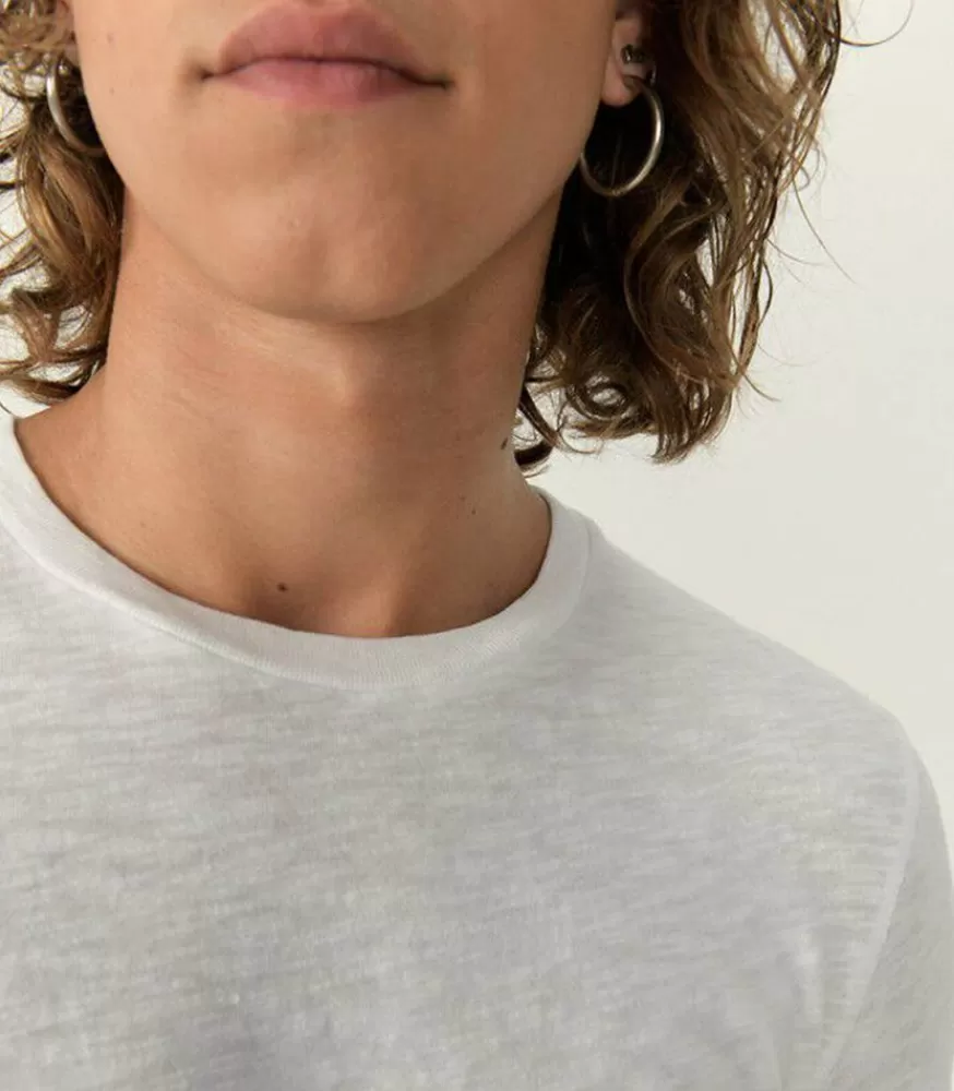 Homme American Vintage Tee-Shirt A Manches Courtes Et Col Rond Homme Bysapick Blanc