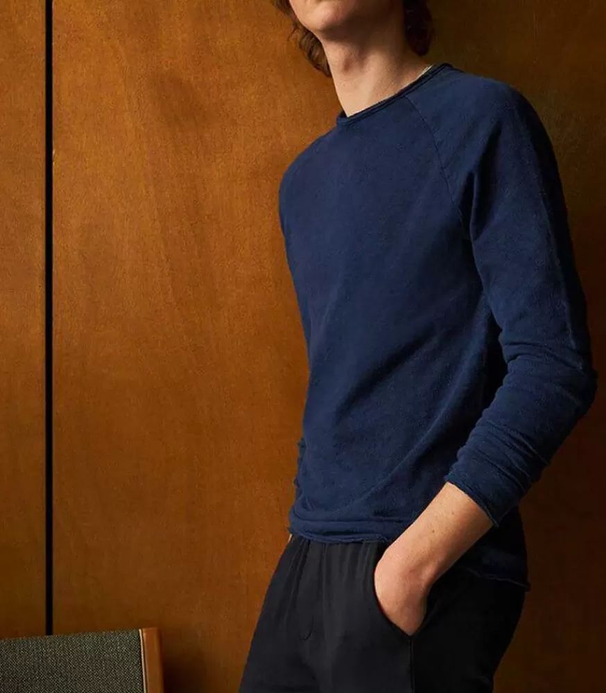 Homme American Vintage Tee-Shirt A Manches Longues Homme Sonoma Navy Vintage