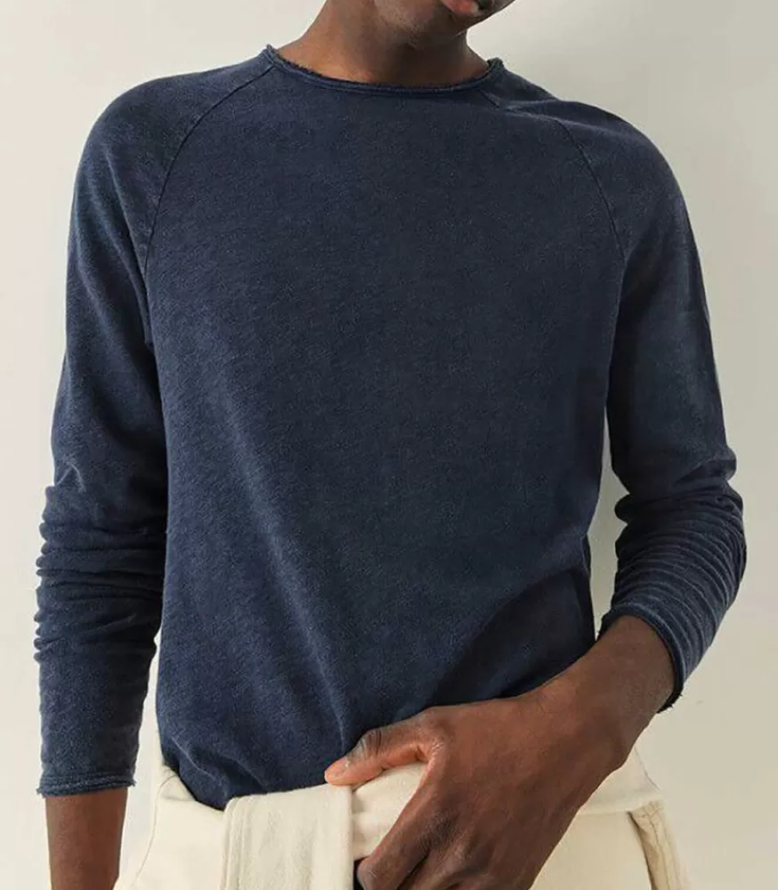 Homme American Vintage Tee-Shirt A Manches Longues Homme Sonoma Navy Vintage