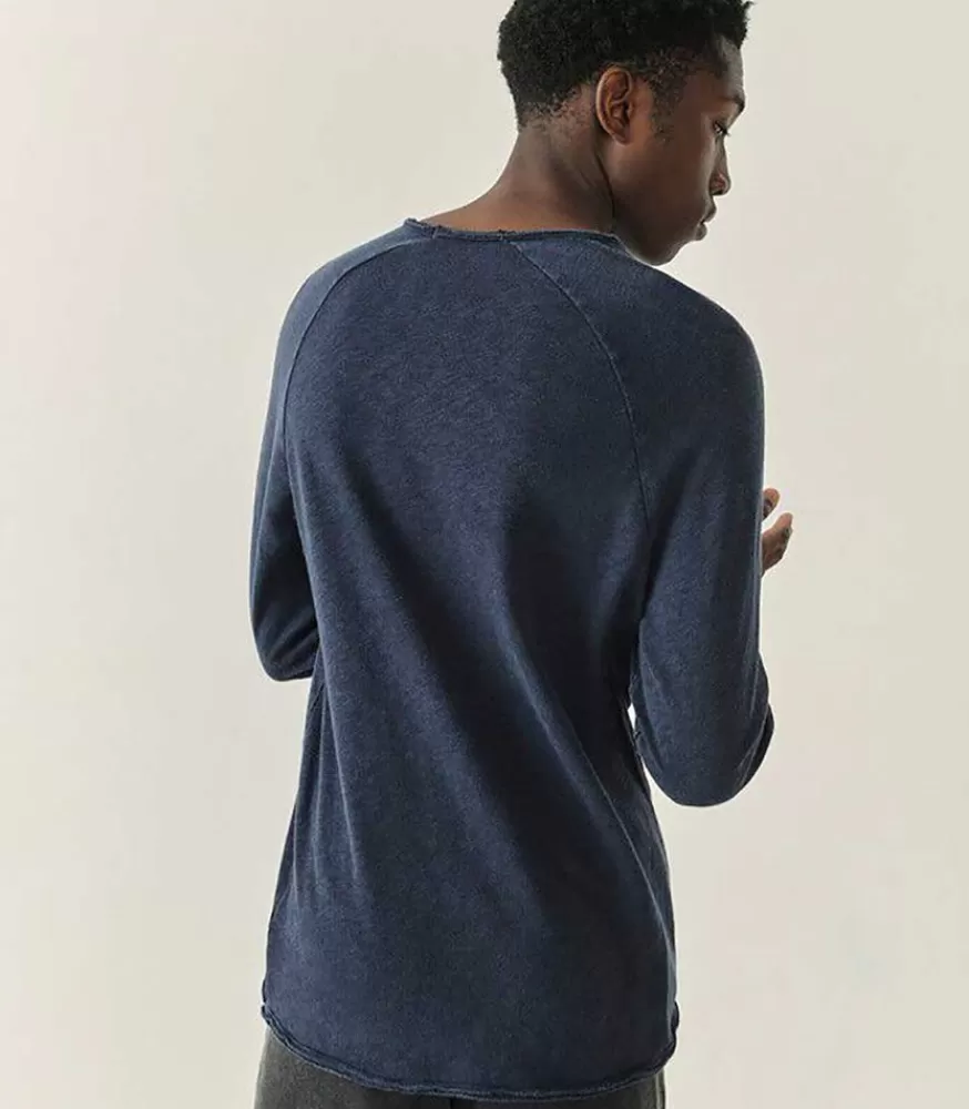 Homme American Vintage Tee-Shirt A Manches Longues Homme Sonoma Navy Vintage