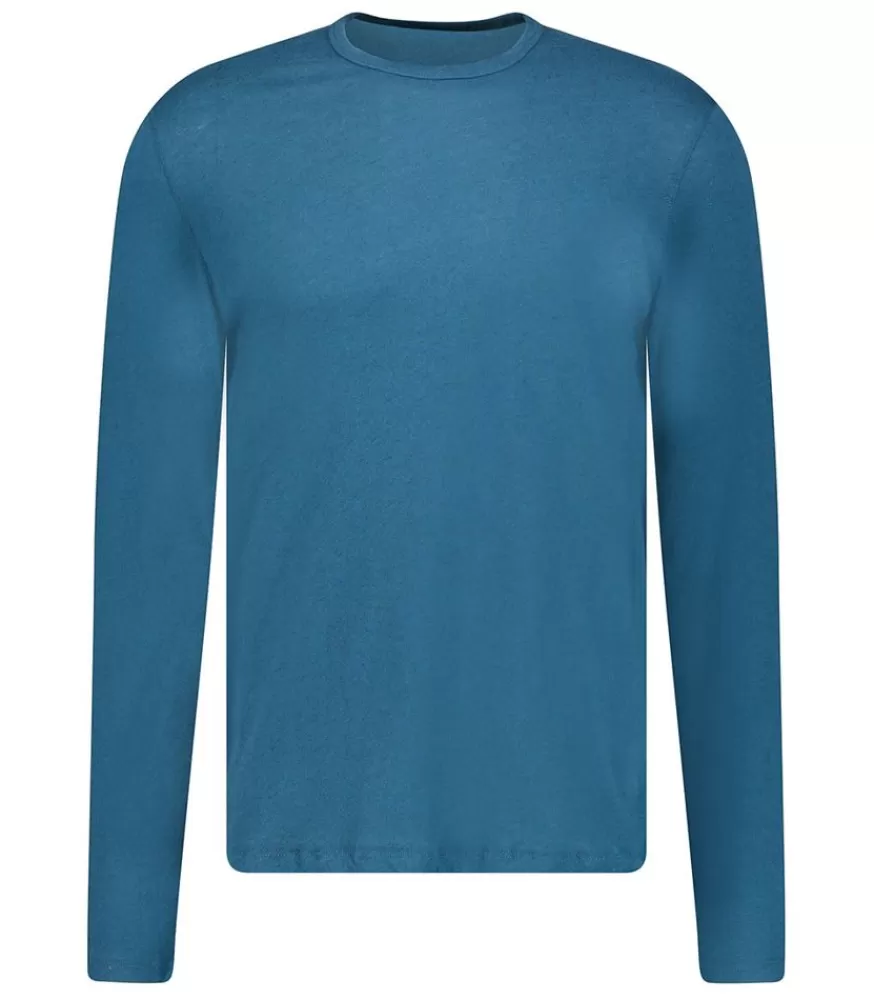Homme Majestic Filatures Tee-Shirt Col Rond Manches Longues Homme Coton Et Cachemire Haute Mer
