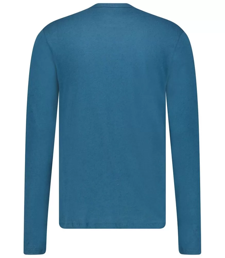 Homme Majestic Filatures Tee-Shirt Col Rond Manches Longues Homme Coton Et Cachemire Haute Mer