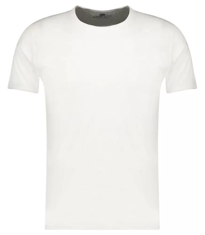 Homme Wool&Co Tee-Shirt Homme A Col Rond Blanc