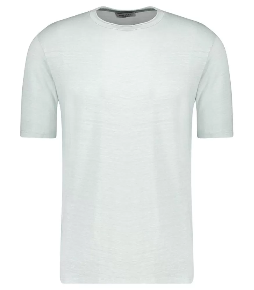 Homme Wool&Co Tee-Shirt Homme A Col Rond En Lin Cristal