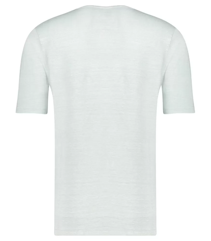 Homme Wool&Co Tee-Shirt Homme A Col Rond En Lin Cristal