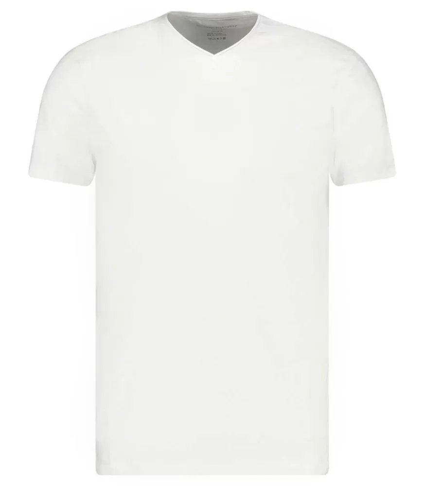 Homme Majestic Filatures Tee-Shirt Homme Col V Manches Courtes Blanc