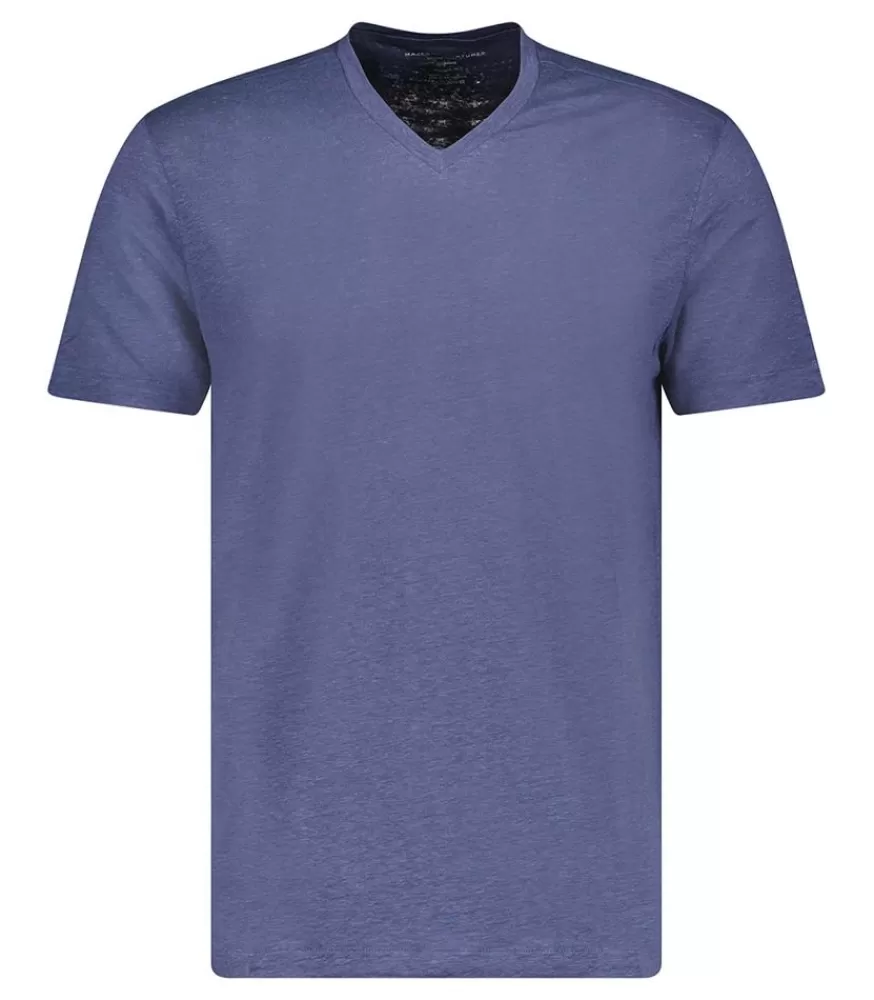 Homme Majestic Filatures Tee-Shirt Homme Col V Manches Courtes Lin Venice Blue