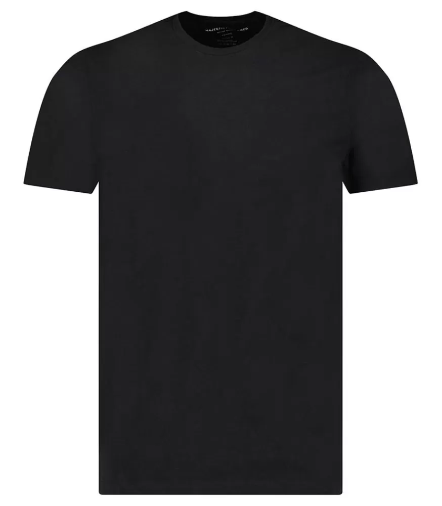 Homme Majestic Filatures Tee-Shirt Homme Harold Col Rond Manches Courtes Noir